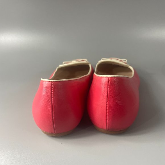 L.K. Bennett London Pink Leather Flat with White Bow, Size 38 - Picture 6 of 14